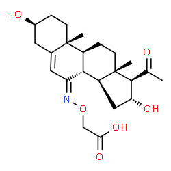 ChemSpider 2D Image | Acetic acid, ((((3beta,16alpha)-3,16-dihydroxy-20-oxopregn-5-en-7-ylidene)amino)oxy)- | C23H33NO6