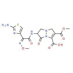ChemSpider 2D Image | 1H,5H-Pyrazolo(1,2-a)pyrazole-2,3-dicarboxylic acid, 6-(((2-amino-4-thiazolyl)(methoxyimino)acetyl)amino)-6,7-dihydro-5-oxo-, 2-methyl ester | C15H16N6O7S