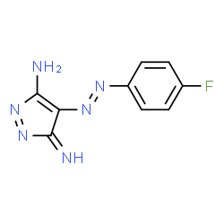 ChemSpider 2D Image | 4-(4-FLUORO-PHENYLAZO)-5-IMINO-5H-PYRAZOL-3-YLAMINE | C9H7FN6
