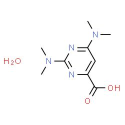 ChemSpider 2D Image | 2,6-Bis(Dimethylamino)pyrimidine-4-carboxylic acid hydrate | C9H16N4O3