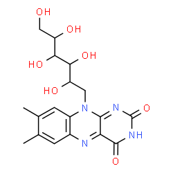 ChemSpider 2D Image | 1-Deoxy-1-(7,8-dimethyl-2,4-dioxo-3,4-dihydrobenzo[g]pteridin-10(2H)-yl)hexitol | C18H22N4O7