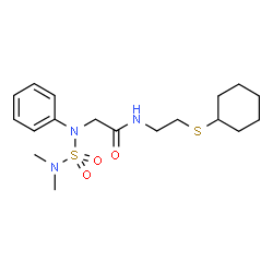 ChemSpider 2D Image | N-[2-(Cyclohexylsulfanyl)ethyl]-N~2~-(dimethylsulfamoyl)-N~2~-phenylglycinamide | C18H29N3O3S2