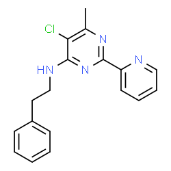 ChemSpider 2D Image | 5-chloro-6-methyl-N-phenethyl-2-pyridin-2-ylpyrimidin-4-amine | C18H17ClN4