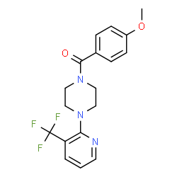 ChemSpider 2D Image | (4-methoxyphenyl){4-[3-(trifluoromethyl)pyridin-2-yl]piperazino}methanone | C18H18F3N3O2