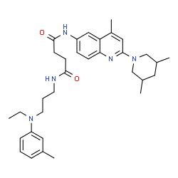 ChemSpider 2D Image | N-[2-(3,5-Dimethyl-1-piperidinyl)-4-methyl-6-quinolinyl]-N'-{3-[ethyl(3-methylphenyl)amino]propyl}succinamide | C33H45N5O2