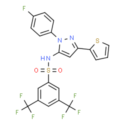 ChemSpider 2D Image | N-[1-(4-Fluorophenyl)-3-(2-thienyl)-1H-pyrazol-5-yl]-3,5-bis(trifluoromethyl)benzenesulfonamide | C21H12F7N3O2S2