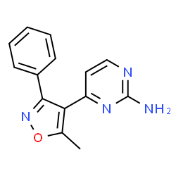 ChemSpider 2D Image | 4-(5-methyl-3-phenylisoxazol-4-yl)pyrimidin-2-amine | C14H12N4O