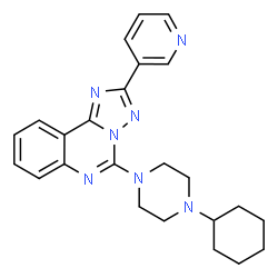 ChemSpider 2D Image | 5-(4-Cyclohexyl-1-piperazinyl)-2-(3-pyridinyl)[1,2,4]triazolo[1,5-c]quinazoline | C24H27N7