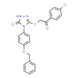 ChemSpider 2D Image | 4-[4-(benzyloxy)phenyl]-3-{[2-(4-chlorophenyl)-2-oxoethyl]sulfanyl}-4,5-dihydro-1H-1,2,4-triazol-5-one | C23H18ClN3O3S