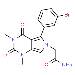 ChemSpider 2D Image | 2-[5-(3-Bromophenyl)-1,3-dimethyl-2,4-dioxo-1,2,3,4-tetrahydro-6H-pyrrolo[3,4-d]pyrimidin-6-yl]acetamide | C16H15BrN4O3