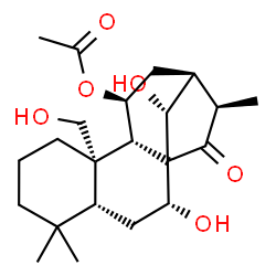 ChemSpider 2D Image | (5beta,7alpha,9beta,10alpha,11beta,13alpha,14R,16beta)-7,14,20-Trihydroxy-15-oxokauran-11-yl acetate | C22H34O6