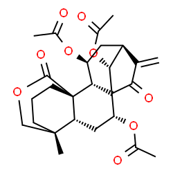 ChemSpider 2D Image | (5beta,7alpha,9beta,10alpha,11beta,13alpha,14R)-15,20-Dioxo-18,20-epoxykaur-16-ene-7,11,14-triyl triacetate | C26H32O9