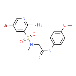 ChemSpider 2D Image | N~2~-[(2-Amino-5-bromo-3-pyridinyl)sulfonyl]-N-(4-methoxyphenyl)-N~2~-methylglycinamide | C15H17BrN4O4S