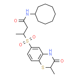 ChemSpider 2D Image | N-Cyclooctyl-3-[(2-methyl-3-oxo-3,4-dihydro-2H-1,4-benzothiazin-6-yl)sulfonyl]butanamide | C21H30N2O4S2