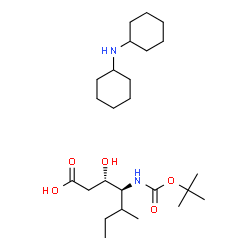 ChemSpider 2D Image | (3S,4S)-3-Hydroxy-5-methyl-4-({[(2-methyl-2-propanyl)oxy]carbonyl}amino)heptanoic acid - N-cyclohexylcyclohexanamine (1:1) | C25H48N2O5