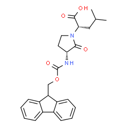ChemSpider 2D Image | (2S)-2-[(3R)-3-{[(9H-Fluoren-9-ylmethoxy)carbonyl]amino}-2-oxo-1-pyrrolidinyl]-4-methylpentanoic acid | C25H28N2O5
