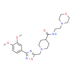 ChemSpider 2D Image | 1-{[3-(3,4-Dimethoxyphenyl)-1,2,4-oxadiazol-5-yl]methyl}-N-[2-(4-morpholinyl)ethyl]-4-piperidinecarboxamide | C23H33N5O5
