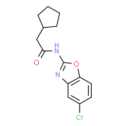 ChemSpider 2D Image | N-(5-Chloro-1,3-benzoxazol-2-yl)-2-cyclopentylacetamide | C14H15ClN2O2