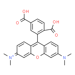 ChemSpider 2D Image | 9-(2,5-Dicarboxyphenyl)-6-(dimethylamino)-N,N-dimethyl-3H-xanthen-3-iminium | C25H23N2O5