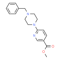 ChemSpider 2D Image | Methyl 6-(4-benzyl-1-piperazinyl)nicotinate | C18H21N3O2