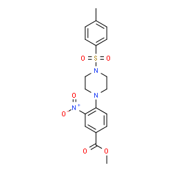 ChemSpider 2D Image | Methyl 4-{4-[(4-methylphenyl)sulfonyl]-1-piperazinyl}-3-nitrobenzoate | C19H21N3O6S