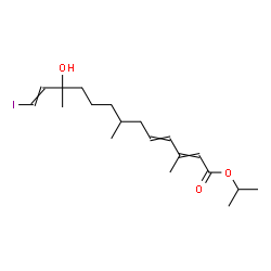 ChemSpider 2D Image | Isopropyl 11-hydroxy-13-iodo-3,7,11-trimethyl-2,4,12-tridecatrienoate | C19H31IO3
