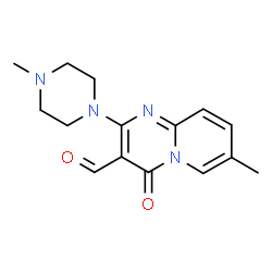 ChemSpider 2D Image | 7-Methyl-2-(4-methyl-1-piperazinyl)-4-oxo-4H-pyrido[1,2-a]pyrimidine-3-carbaldehyde | C15H18N4O2