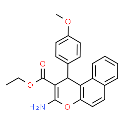 ChemSpider 2D Image | Ethyl 3-amino-1-(4-methoxyphenyl)-1H-benzo[f]chromene-2-carboxylate | C23H21NO4