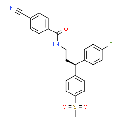 ChemSpider 2D Image | 4-Cyano-N-{(3S)-3-(4-fluorophenyl)-3-[4-(methylsulfonyl)phenyl]propyl}benzamide | C24H21FN2O3S