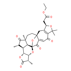 ChemSpider 2D Image | Ethyl [(1S,3R,4S,7R,8S,9S,11S,14S,17R,26S)-4,9,11,19,19-pentamethyl-5,10,21,24-tetraoxo-2,6,18,25-tetraoxaheptacyclo[12.10.1.1~1,8~.0~3,7~.0~11,26~.0~14,23~.0~16,20~]hexacosa-16(20),22-dien-17-yl]acet
ate | C31H36O10