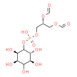ChemSpider 2D Image | (2R)-3-[(Hydroxy{[(2R,3R,5S,6R)-2,3,4,5,6-pentahydroxycyclohexyl]oxy}phosphoryl)oxy]-1,2-propanediyl diformate | C11H19O13P
