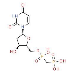 ChemSpider 2D Image | 2'-Deoxy-5'-O-[hydroxy(phosphonomethyl)phosphoryl]uridine | C10H16N2O10P2