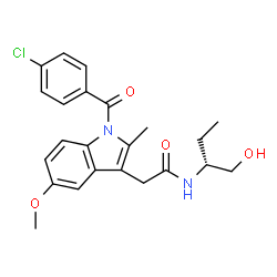 ChemSpider 2D Image | 2-[1-(4-Chlorobenzoyl)-5-methoxy-2-methyl-1H-indol-3-yl]-N-[(2R)-1-hydroxy-2-butanyl]acetamide | C23H25ClN2O4