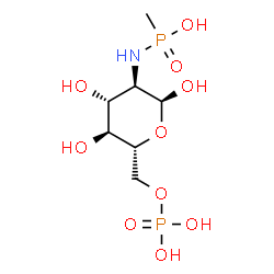 ChemSpider 2D Image | 2-Deoxy-2-{[hydroxy(methyl)phosphoryl]amino}-6-O-phosphono-alpha-D-glucopyranose | C7H17NO10P2