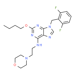 ChemSpider 2D Image | 2-butoxy-9-(2,6-difluorobenzyl)-N-(2-morpholin-4-ylethyl)-9H-purin-6-amine | C22H28F2N6O2
