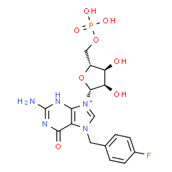 ChemSpider 2D Image | 7-(4-Fluorobenzyl)-7-hydroguanosine 5'-(dihydrogen phosphate) | C17H20FN5O8P