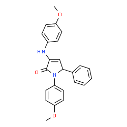 ChemSpider 2D Image | 1-(4-Methoxyphenyl)-3-[(4-methoxyphenyl)amino]-5-phenyl-1,5-dihydro-2H-pyrrol-2-one | C24H22N2O3