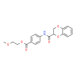 ChemSpider 2D Image | 2-Methoxyethyl 4-[(2,3-dihydro-1,4-benzodioxin-2-ylcarbonyl)amino]benzoate | C19H19NO6