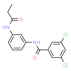 ChemSpider 2D Image | 3,5-Dichloro-N-[3-(propionylamino)phenyl]benzamide | C16H14Cl2N2O2