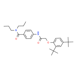 ChemSpider 2D Image | 4-({[2,4-Bis(2-methyl-2-propanyl)phenoxy]acetyl}amino)-N,N-dipropylbenzamide | C29H42N2O3