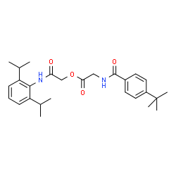 ChemSpider 2D Image | 2-[(2,6-Diisopropylphenyl)amino]-2-oxoethyl N-(4-tert-butylbenzoyl)glycinate | C27H36N2O4