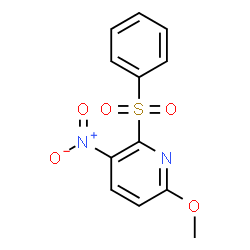 ChemSpider 2D Image | 6-Methoxy-3-nitro-2-(phenylsulfonyl)pyridine | C12H10N2O5S