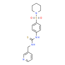 ChemSpider 2D Image | N-[4-(piperidinosulfonyl)phenyl]-N'-(3-pyridylmethyl)thiourea | C18H22N4O2S2