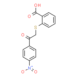 ChemSpider 2D Image | 2-{[2-(4-nitrophenyl)-2-oxoethyl]thio}benzoic acid | C15H11NO5S