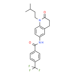 ChemSpider 2D Image | N-[1-(3-Methylbutyl)-2-oxo-1,2,3,4-tetrahydro-6-quinolinyl]-4-(trifluoromethyl)benzamide | C22H23F3N2O2