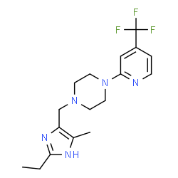 ChemSpider 2D Image | 1-((2-ethyl-4-methyl-1H-imidazol-5-yl)methyl)-4-(4-(trifluoromethyl)-2-pyridinyl)piperazine | C17H22F3N5