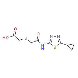 ChemSpider 2D Image | ({2-[(5-Cyclopropyl-1,3,4-thiadiazol-2-yl)amino]-2-oxoethyl}sulfanyl)acetic acid | C9H11N3O3S2