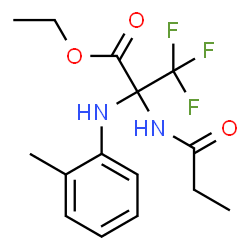 ChemSpider 2D Image | ethyl 3,3,3-trifluoro-2-(propionylamino)-2-(2-toluidino)propanoate | C15H19F3N2O3