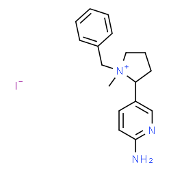 ChemSpider 2D Image | 2-(6-Amino-3-pyridinyl)-1-benzyl-1-methylpyrrolidinium iodide | C17H22IN3