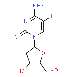 ChemSpider 2D Image | 4-Amino-1-(2-deoxypentofuranosyl)-5-fluoro-2(1H)-pyrimidinone | C9H12FN3O4